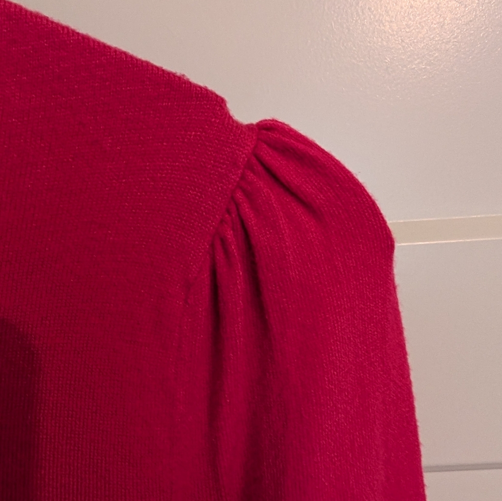 Tommy Hilfiger Women's Turtleneck Sweater M Hot Pink Bunched Shoulder Sleeve NWT - Picture 7 of 11